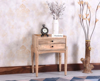 Wellington Solid Wood Two Drawer Side Table - Furniselan Natural Finish