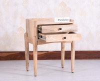 Wellington Solid Wood Two Drawer Side Table - Furniselan Natural Finish
