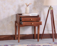 Wellington Solid Wood Two Drawer Side Table - Furniselan Brown Finish