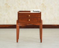 Wellington Solid Wood Two Drawer Side Table - Furniselan-Brown Finish
