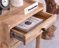 Wellington Solid Wood Two Drawer Side Table - Furniselan Natural Finish