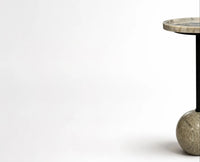 Julian Marble Side Table with Metal - Beige Marble