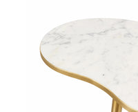 Clara Metal Side Table with Marble - White Marble