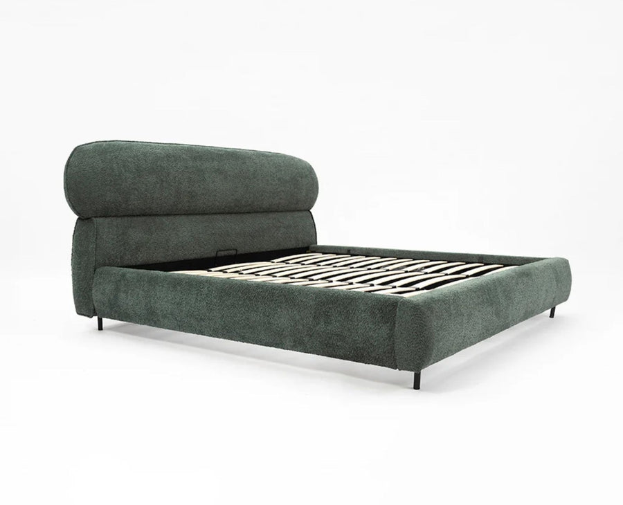 Westminster Queen Size Upholstered Bed- Boucle Furniselan Green