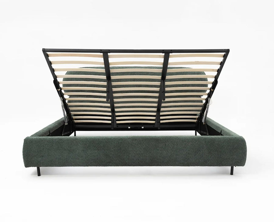 Westminster Queen Size Upholstered Bed- Boucle Furniselan Green