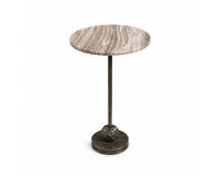 Rhea Aluminum Side Table with Marble - Brown Marble
