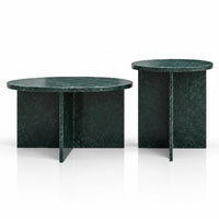 Mira Green Marble Coffee Table Set of 2 - Green