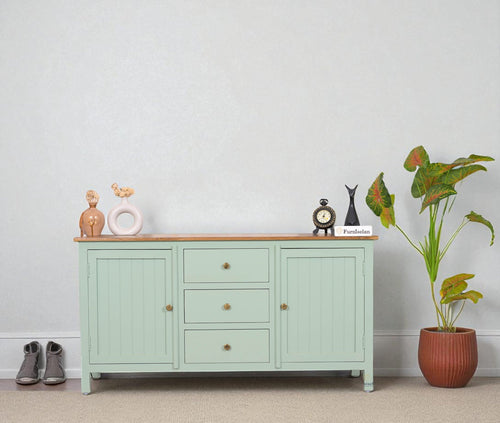 Spain Solid Mango Wood Sideboard Cabinet- 2 Doors & 3 Drawers Furniselan - Silt-Green
