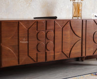 Wilson Solid Wood Four TV Cabinet Cabinet Furniselan-Brown-Finish
