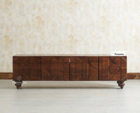 Wilson Solid Wood Four Doors TV Cabinet Furniselan Grey Finish