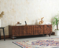 Wilson Solid Wood Four Doors TV Cabinet Furniselan Grey Finish