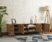 Wilson Solid Wood Four Doors TV Cabinet Furniselan Natural Finish