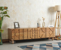 Wilson Solid Wood Four Doors TV Cabinet Furniselan Natural Finish