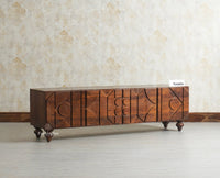 Wilson Solid Wood Four Doors TV Cabinet Furniselan Grey Finish