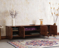 Wilson Solid Wood Four TV Cabinet Cabinet Furniselan-Brown-Finish