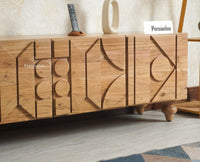 Wilson Solid Wood Four Doors TV Cabinet Furniselan Natural Finish