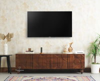 Wilson Solid Wood Four Doors TV Cabinet Furniselan Grey Finish