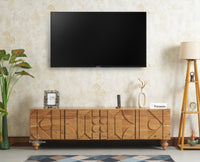 Wilson Solid Wood Four Doors TV Cabinet Furniselan Natural Finish