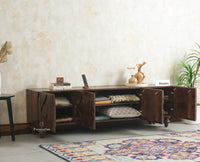 Wilson Solid Wood Four Doors TV Cabinet Furniselan Grey Finish