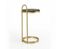 Siena Metal Side Table with Marble - Antique Gold Finish