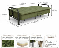 Lennox Tufted Convertible Sofa Bed -  Olive Green