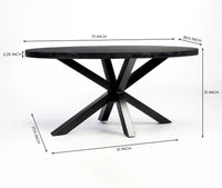 Xavero Wooden 6 Seater Dining Table with Iron Black