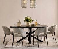 Xavero Wooden 6 Seater Dining Table with Iron Black