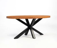Xavero Wooden 6 Seater Dining Table with Iron Brown