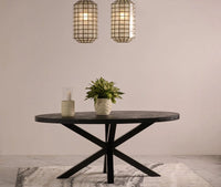 Xavero Wooden 6 Seater Dining Table with Iron Black