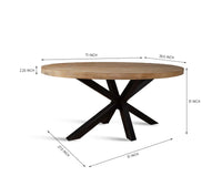 Xavero Wooden 6 Seater Dining Table with Iron Limewash