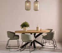 Xavero Wooden 6 Seater Dining Table with Iron Limewash