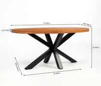 Xavero Wooden 6 Seater Dining Table with Iron Brown