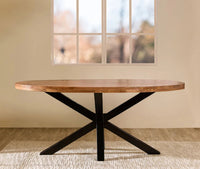 Xavero Wooden 6 Seater Dining Table with Iron Brown