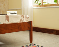 Yelahanka Fluted Wooden King Upholstered Bed Teak Finish