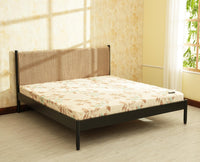 Yelahanka Fluted Wooden King Upholstered Bed Black Finish