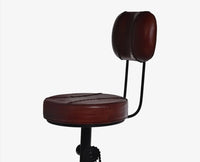 Zavero Leather Bar Stool - Deep Burgundy
