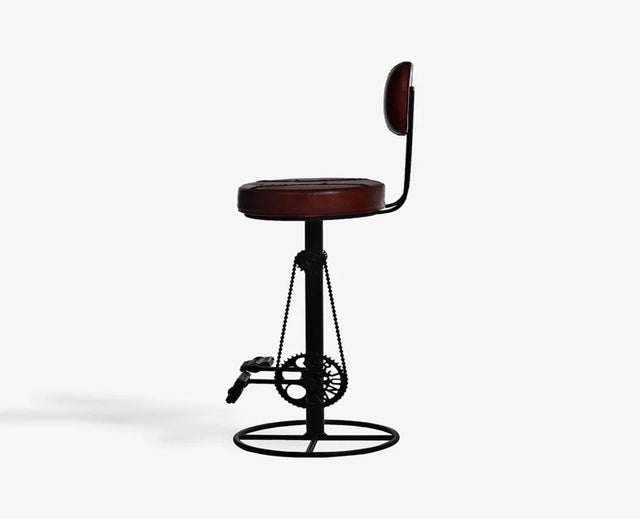 Zavero Leather Bar Stool - Deep Burgundy