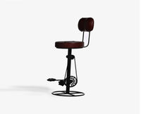 Zavero Leather Bar Stool - Deep Burgundy