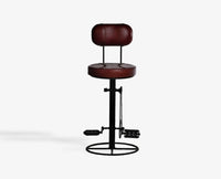Zavero Leather Bar Stool - Deep Burgundy