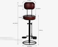 Zavero Leather Bar Stool - Deep Burgundy