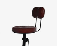 Zavero Leather Bar Stool - Deep Burgundy