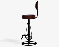 Zavero Leather Bar Stool - Deep Burgundy