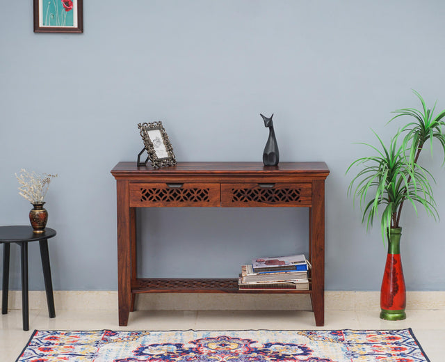 Siliguri Solid Wood Study Table with Two Drawer - Study Table - Furniselan - Maple-Finish