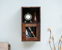 Sweden Sheesham Wood Wall Shelve One Door Furniselan - Grey-Finish