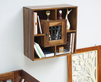 Sweden Wooden Wall Shelves One Door Furniselan - Teak-Finish
