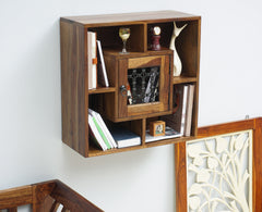 Sweden Wooden Wall Shelves One Door Furniselan - Teak-Finish