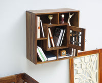 Sweden Wooden Wall Shelves One Door Furniselan - Teak-Finish