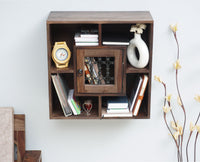 Sweden Wooden Wall Shelves One Door Furniselan - Grey-Finish