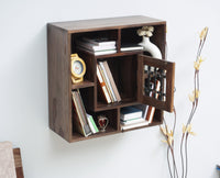 Sweden Wooden Wall Shelves One Door Furniselan - Grey-Finish