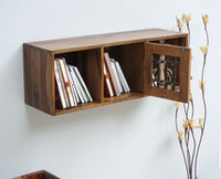Sweden Wooden Wall Shelve One Door Furniselan - Teak-Finish